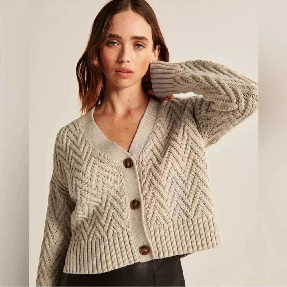 Women's Cream Knit Cardigan Sweater